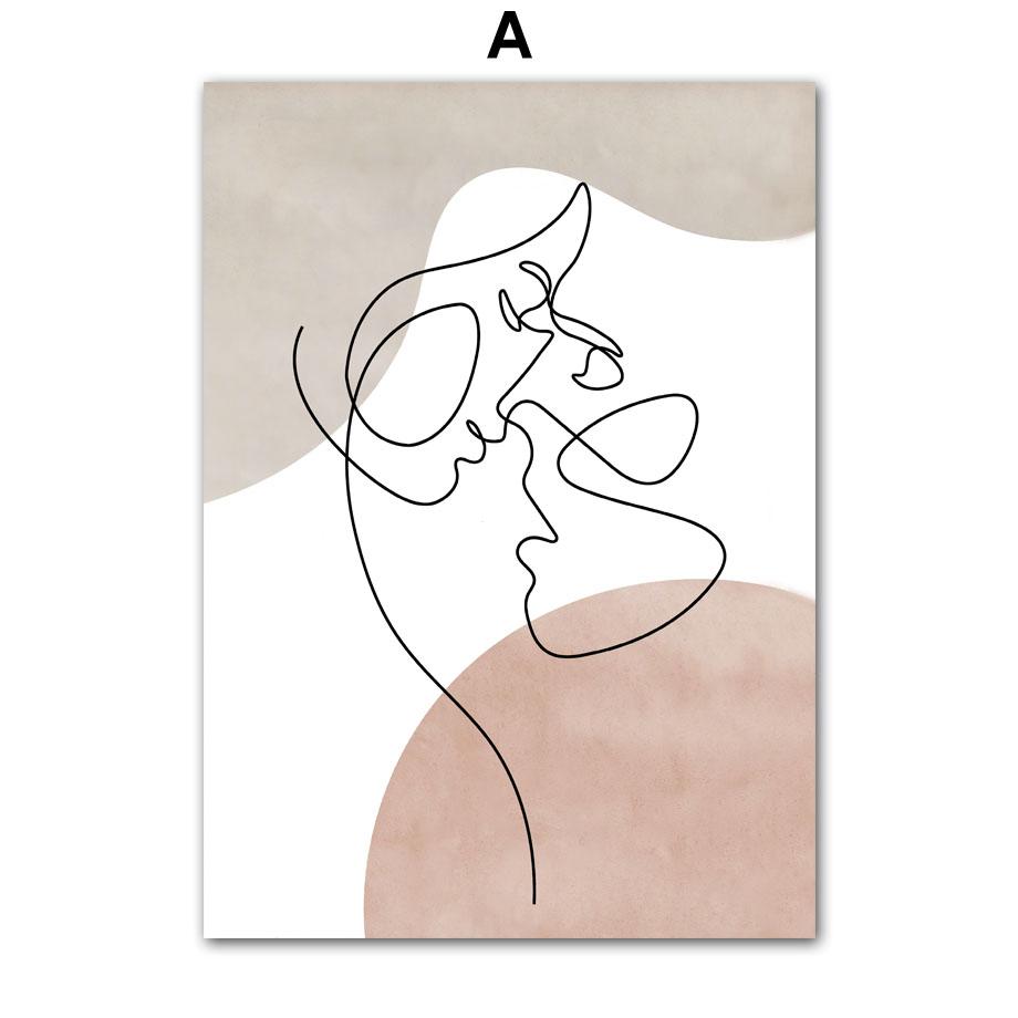 Pintura em Tela Arte de Parede Linha Corpo de Menina Preto Branco Minimalista Pôsteres e Impressões Nórdicos Imagens de Parede para Decoração de Sala de Estar