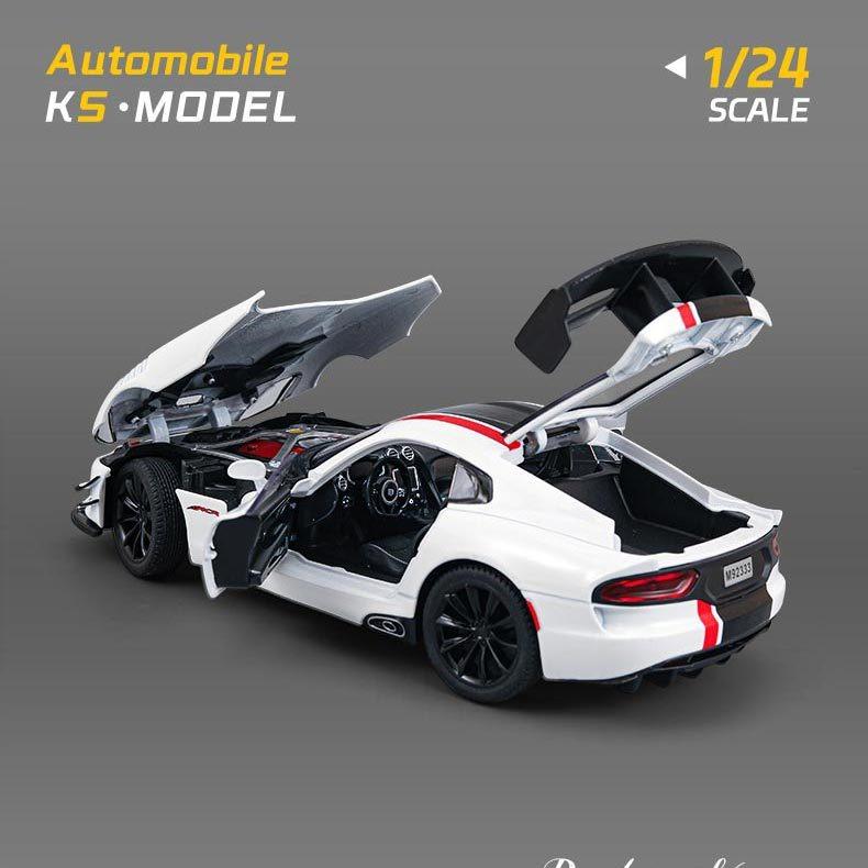 1:24 Viper Cobra Model Toy Sports Cars Alloy Diecast Sound Light Doors Opened Pull Back Exquisite Interior Collection Supercars