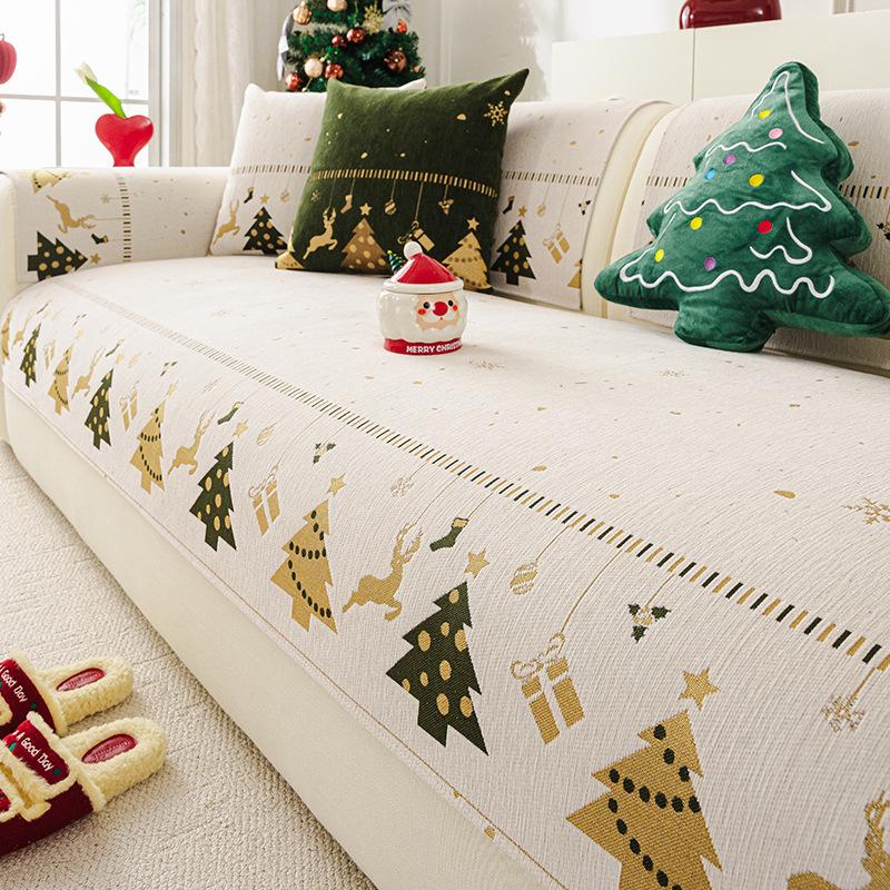  Christmas Tree Sofa Cushion Fixed Anti Slip Nordic Light Luxury Style Sofa Cover Cloth Towel All Seasons Soft M097