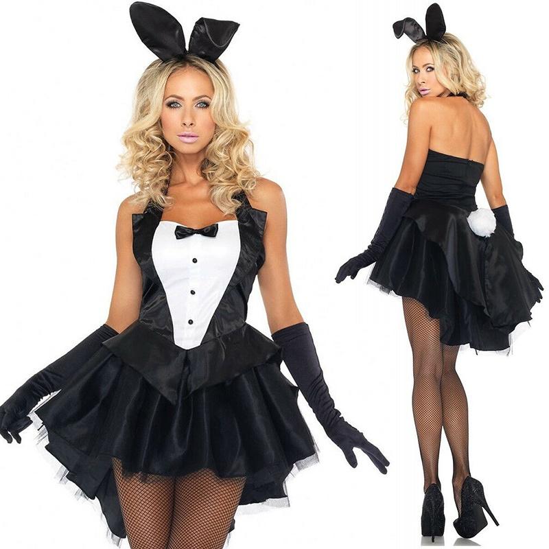 Womens Sexy Bunny Rabbit Costume Cosplay Tuxedo Halloween Outfit Fancy Dress