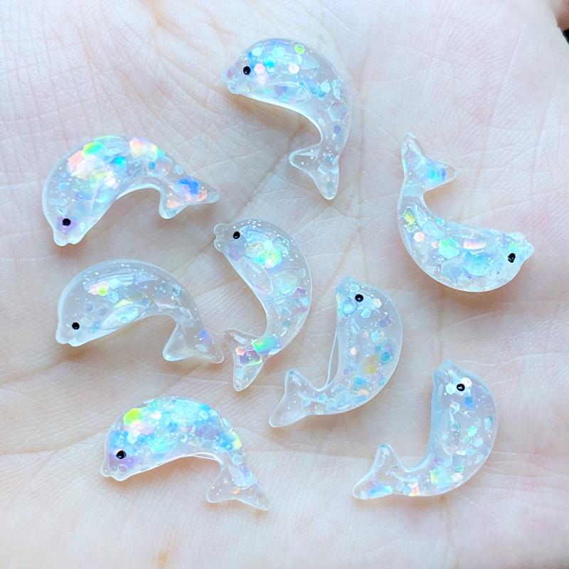 20Pcs Resin Lovely Mini Cartoon Shining Dolphin Flatback Cabochon Scrapbook Kawaii DIY Jewelry Craft Decoration Accessories L69