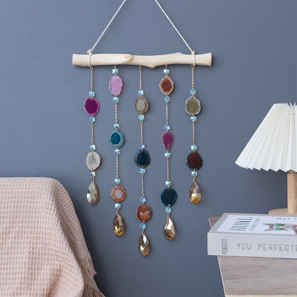 Agate wind chimes gardening crafts crystal wind chimes hanging agate sheets outdoor window pendants