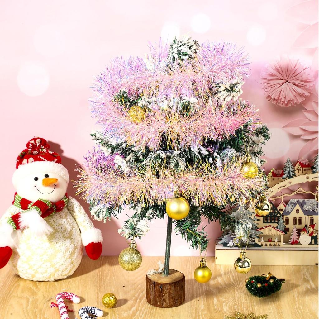 1-10PCS Pink Tinsel Garland Shiny Metallic Glitter Christmas Tree Valentine Wedding Birthday Home Party Decorations