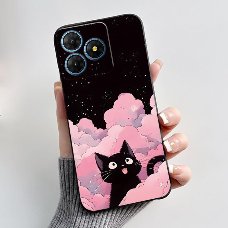 For Oscal Flat 2 2C Case Cute Love Rabbit Black Soft Silicone Protective Back Cover For Blackview Oscal Flat 2 2C Phone Cases