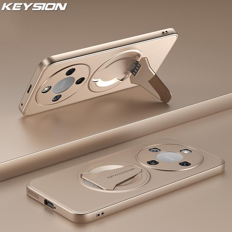 KEYSION Magnetic Phone Case for HONOR X9d 5G X9c Smart Metal Paint Upright Kickstand Shockproof Cover for Honor Magic 8 7 Lite 5G