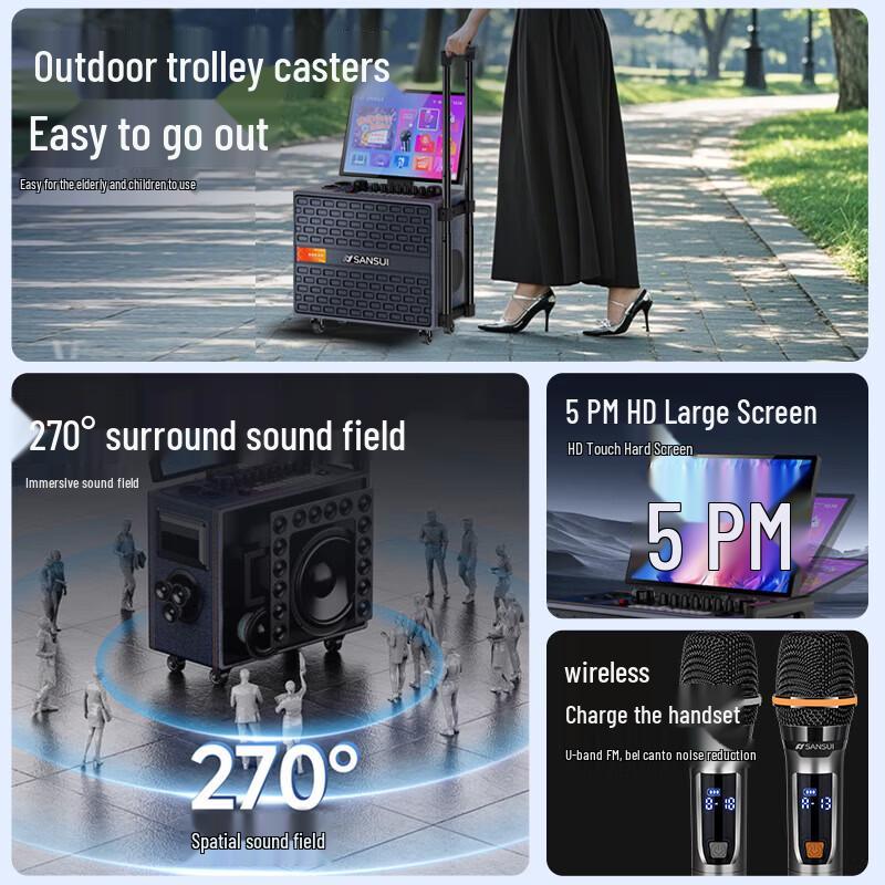 SANSUI Q065 Home KTV & Square Dance Portable Speaker System CN Plug (adapter Included)