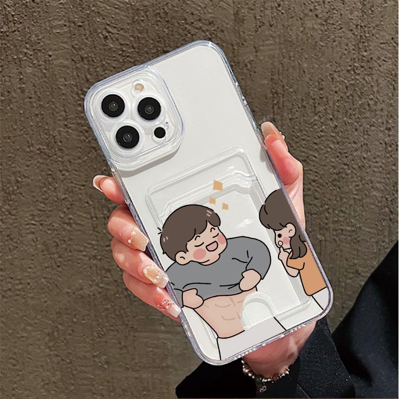 

Card Slot Holder Silicone Wallet Pocket Case For Tecno Spark 10 Pro Reno 12F 13F 14F Xiaomi Redmi Note 14 13 12 Honor X7A X8B Cover Clear Phone Bumper Honor 8A/Huawei Y6 2019