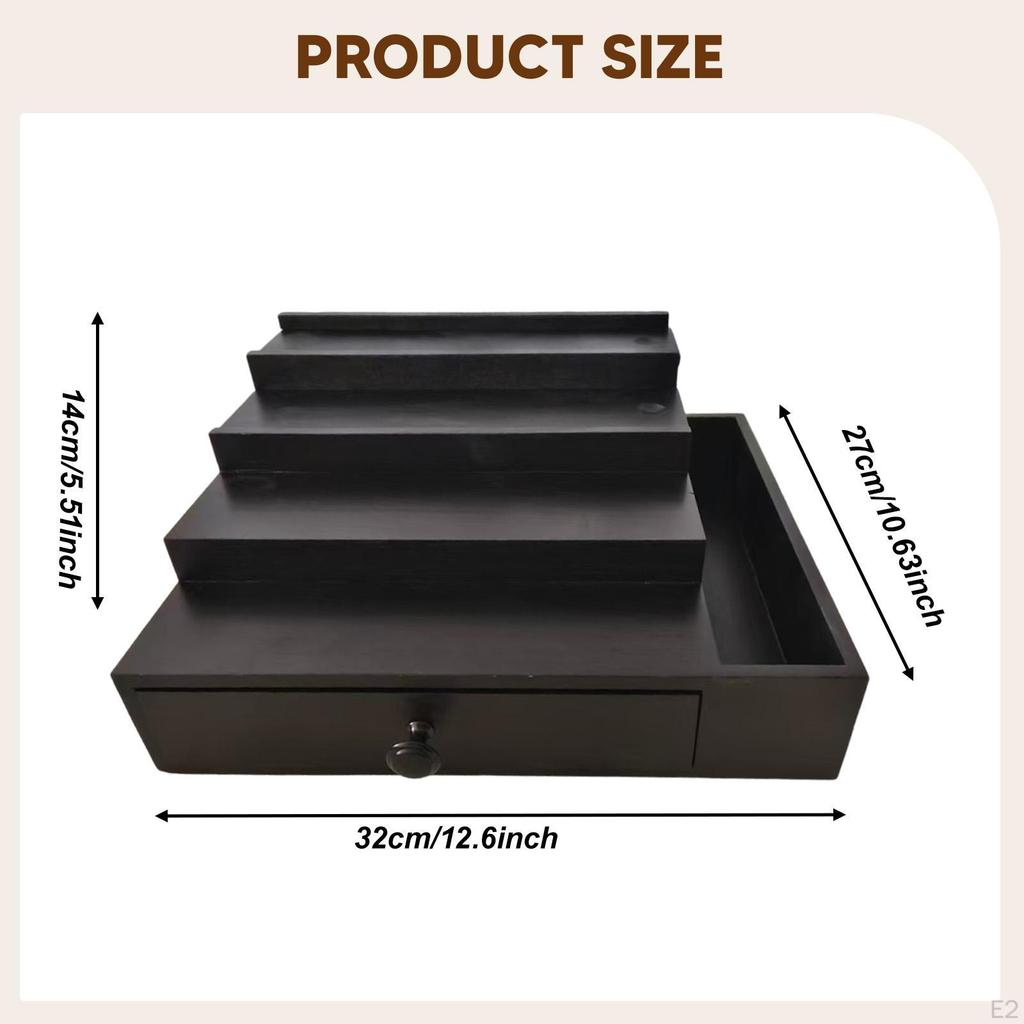 Men Countertop Organizer Perfume Display 4 Tier Father Gift Shelf Wood Storage Rack for