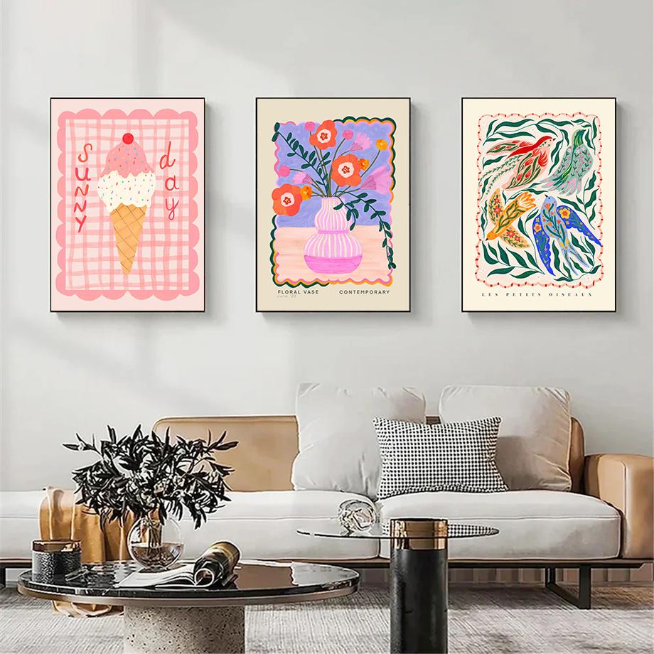Colorful Flowers Minimalism Abstract Posters Wall Art Prints Decoration Canvas Painting Pictures Bedroom Living Room Decor Mural