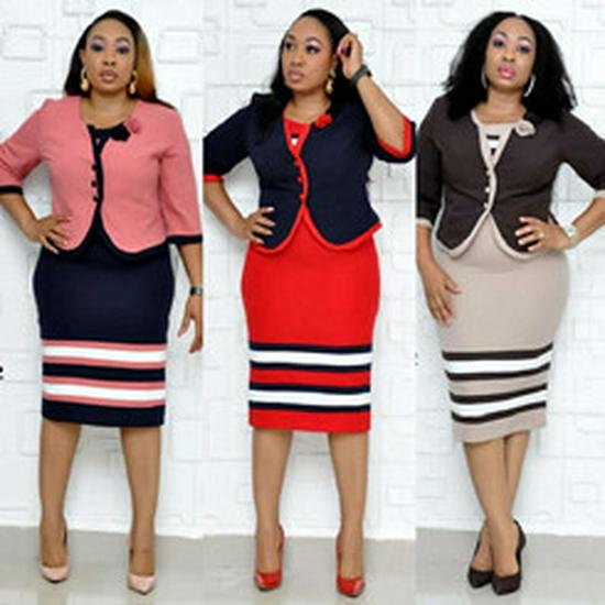 6XL African Plus Size Women's Three-Quarter Sleeve Round Neck Print Dress
