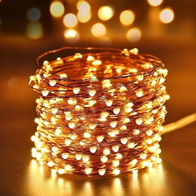 33ft 100 LED Waterproof Solar String Lights, Copper Wire String Lights for Christmas, Patio,