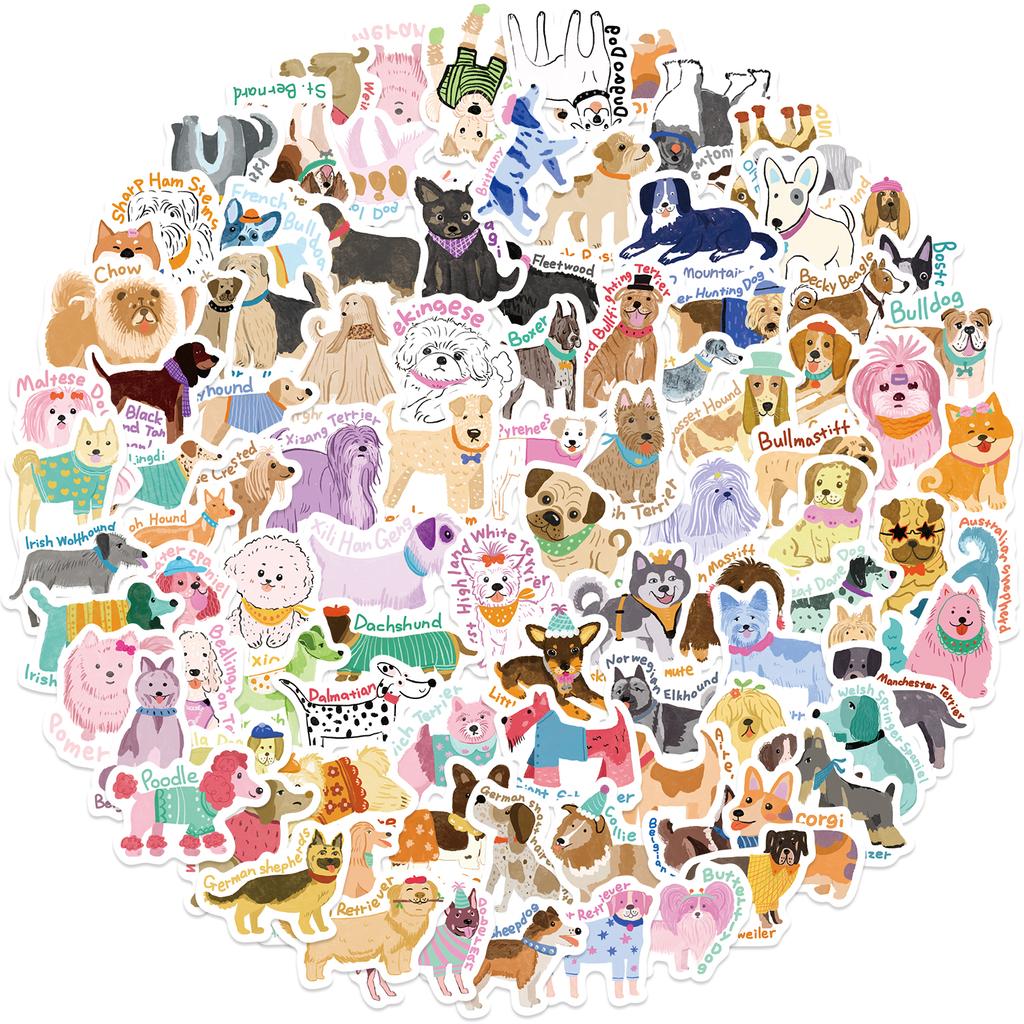 100pcs Cute Puppy Dogs Stationery Sticker for Student Real Shot Scrapbook Journal Sticker DIY Decor Laptop Sticker