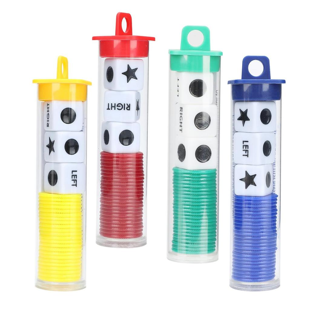 4 Pack Left Right Center Dice Game Prime Set Dices and Chips Left Right Game for Party Activity,drinking,gathering