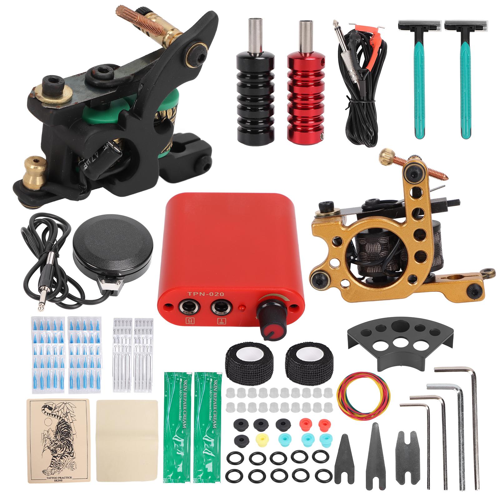 

Полный комплект тату-машинки Профессиональный комплект для татуировок Блок питания Иглы Педаль Ремонтный крем US Plug
