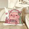 Character CCute PPig Kawaii Cushion Cover Pillow Case Antidustmite Pillowcase Silky Short Plush Sofa Cushion Cover hot