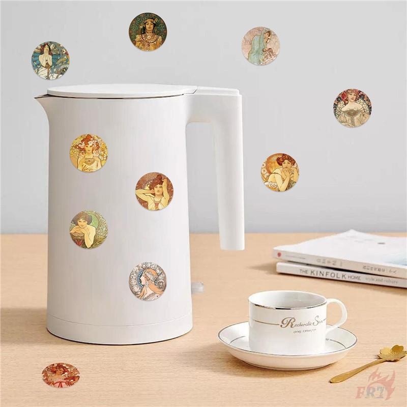 500Pcs/Roll Mucha Art. Retro Girls Kids Rewards Stickers - DIY Scrapbooks Album Decor Sealing Label Decals