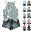 Boho Blumenmuster Ärmelloses Tanktop Leichte Sommer-Freizeitbluse Lockere Passform mit Verstellbaren Trägern für Damen