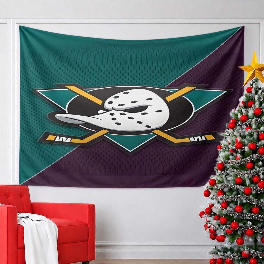 Hockey Mask Logo with Crossed Sticks Pattern Wall Hanging Tapestry Decorative Tapestry Home Decor for Bedroom and Living Room