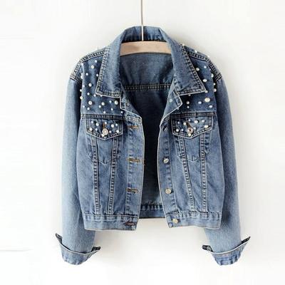 All-match Fashion womenWomen's Blue Long Sleeve Denim Jacket Casual Short Outwear Coat