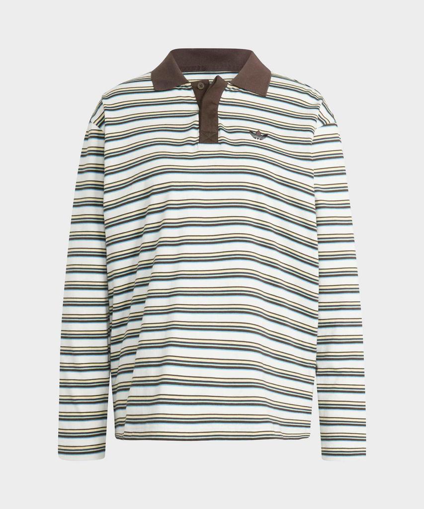 ADIDAS Striped Oversized Long Sleeve Polo Shirt - White / Ku6081