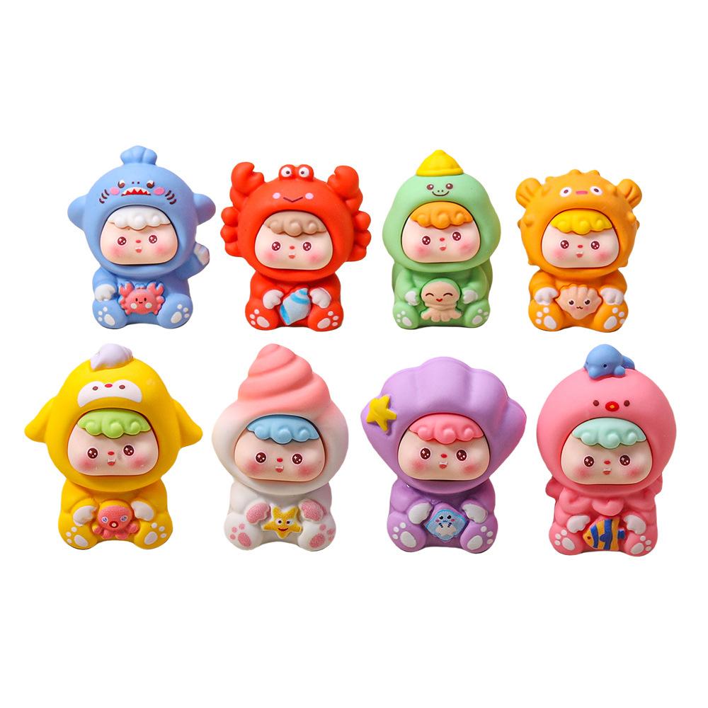 8pcs/Set Ocean Baby Figure Toy Mini Figurine Desktop Decoration Model Ornaments Toys Boys Girls Christmas Gifts