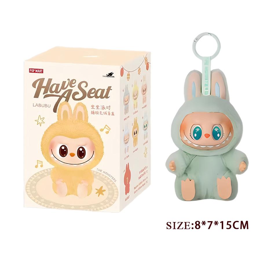 Monsters Labubu Sit-Down Party-serien Hjertevarmende Macaron-dukke Kawai Gjettepose Figurmodell Veske Nøkkelring Samling Deco