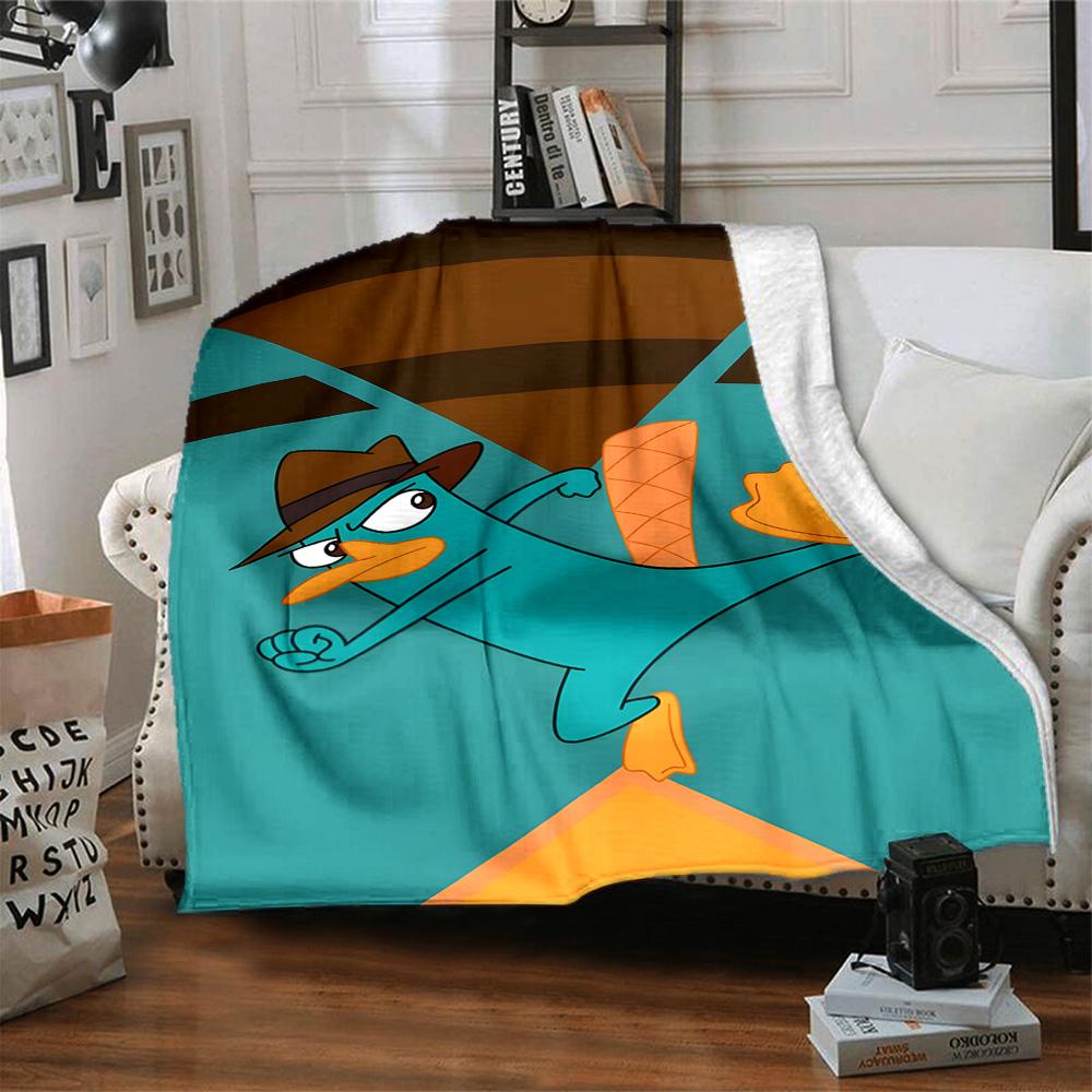 1pc Phineas and Ferb2 Blanket, Gift, for Men and Women, Soft Blanket, Good for Sofa Bed Couch Travel, Lightweight Flannel Blanket