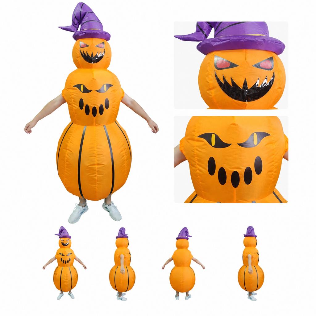 Costume da Zucca Gonfiabile per Festa di Halloween Divertente Outfit Cosplay