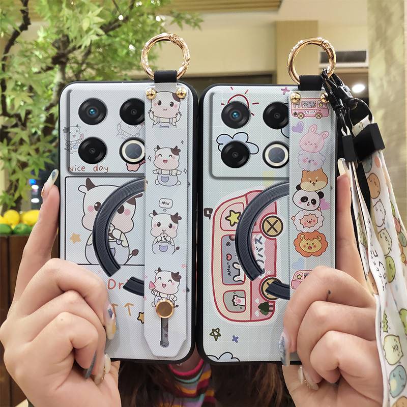 Cute Silicone Phone Case For infinix GT 20 Pro/X6871 Phone Holder Lanyard Durable Ring Back Cover Fashion Design Cartoon