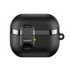 Für Samsung Galaxy Buds3 / Buds3 Pro Hülle Schnappverschluss Galvanisierte Litschi-Textur TPU PC Ohrhörerhülle mit Karabiner