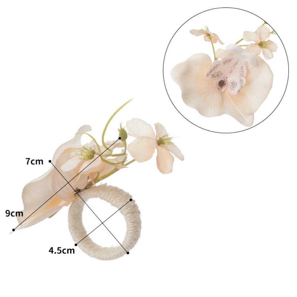 Wooden Base Napkin Ring Orchid Handcrafted Flower Napkin Fastener Lightweight Nordic Style Decorative Napkin Ring