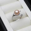 Freshwater Adjustable Pearl Rings For Women,Cubic Zircon Sterling Silver Pearl Ring Mom Wife Birthday Gift White