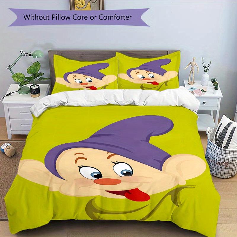 3pcs Dopey Cartoon Printed Quilt Set Soft and Comfortable Quilt Cover for Bedroom, Guest Room W047