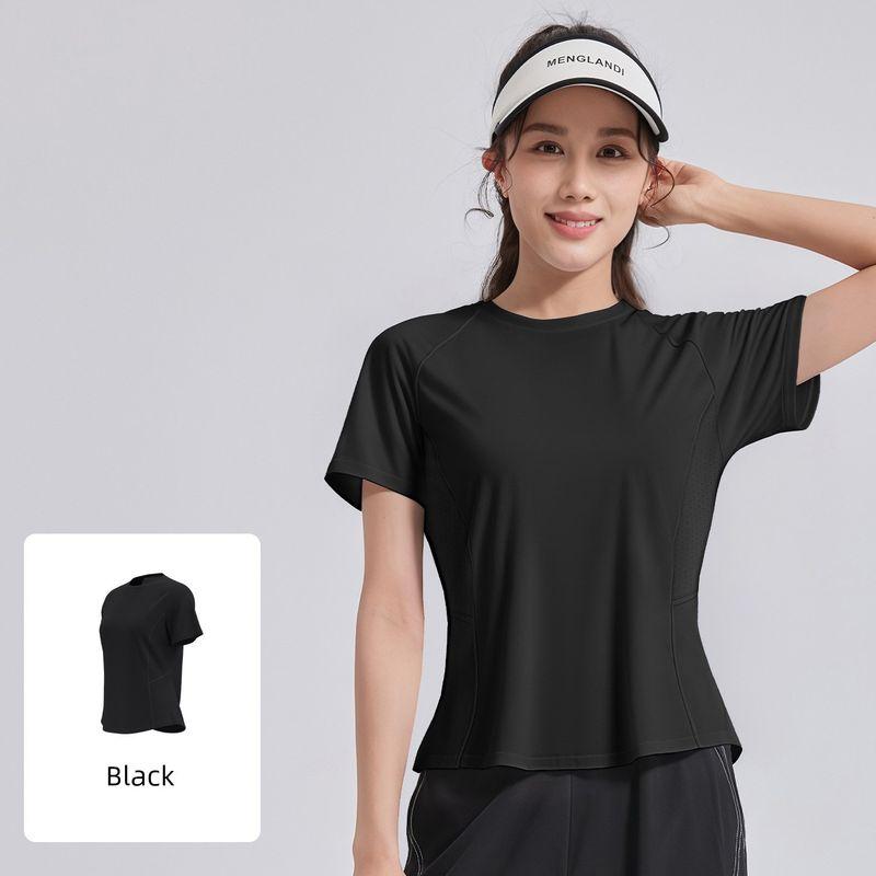 

Spring 2025 Summer New Yoga Clothes Set Plus size Chubby Girl Loose round Neck Loose Sports Short sleeve Workout Clothes Black XL