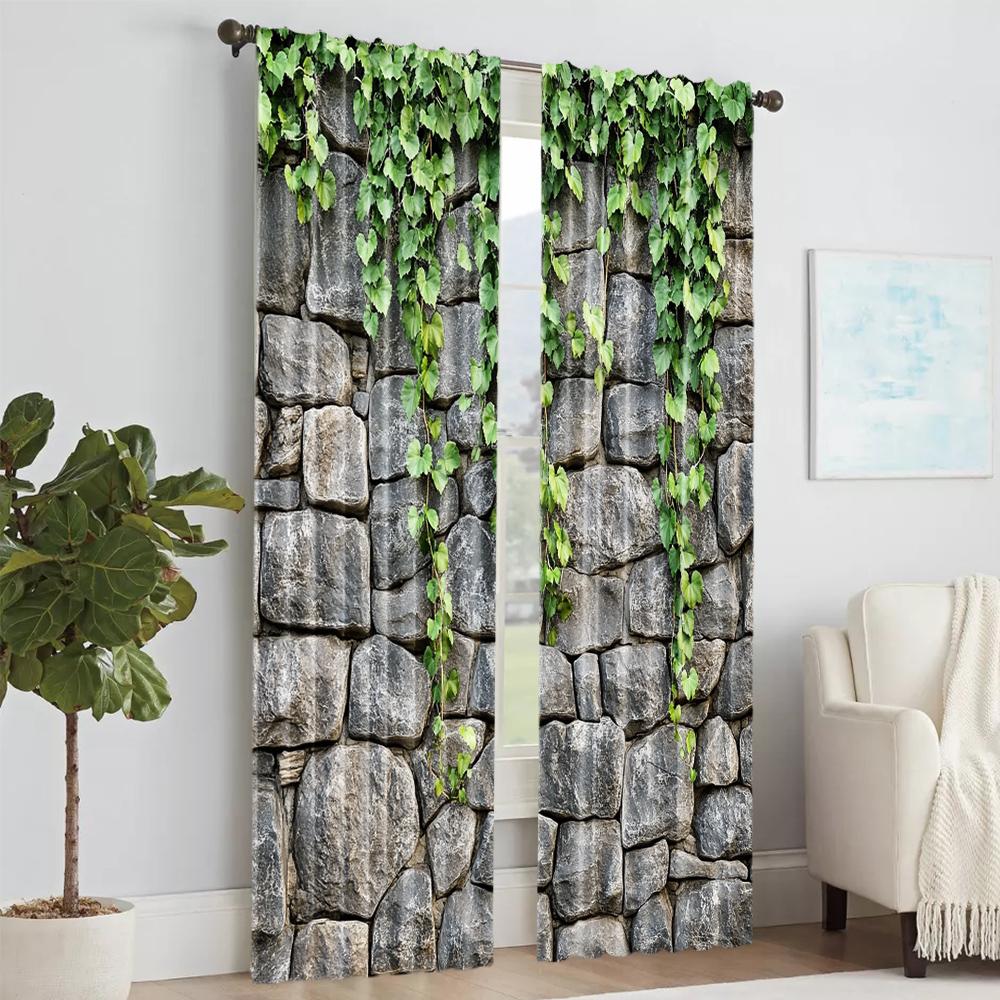 2 Stück, vielseitige transparente Polyestervorhänge zur Heimdekoration Kletter-Efeu-Ranken_ Blatt zur Verwendung in Schlaf- und Wohnzimmern