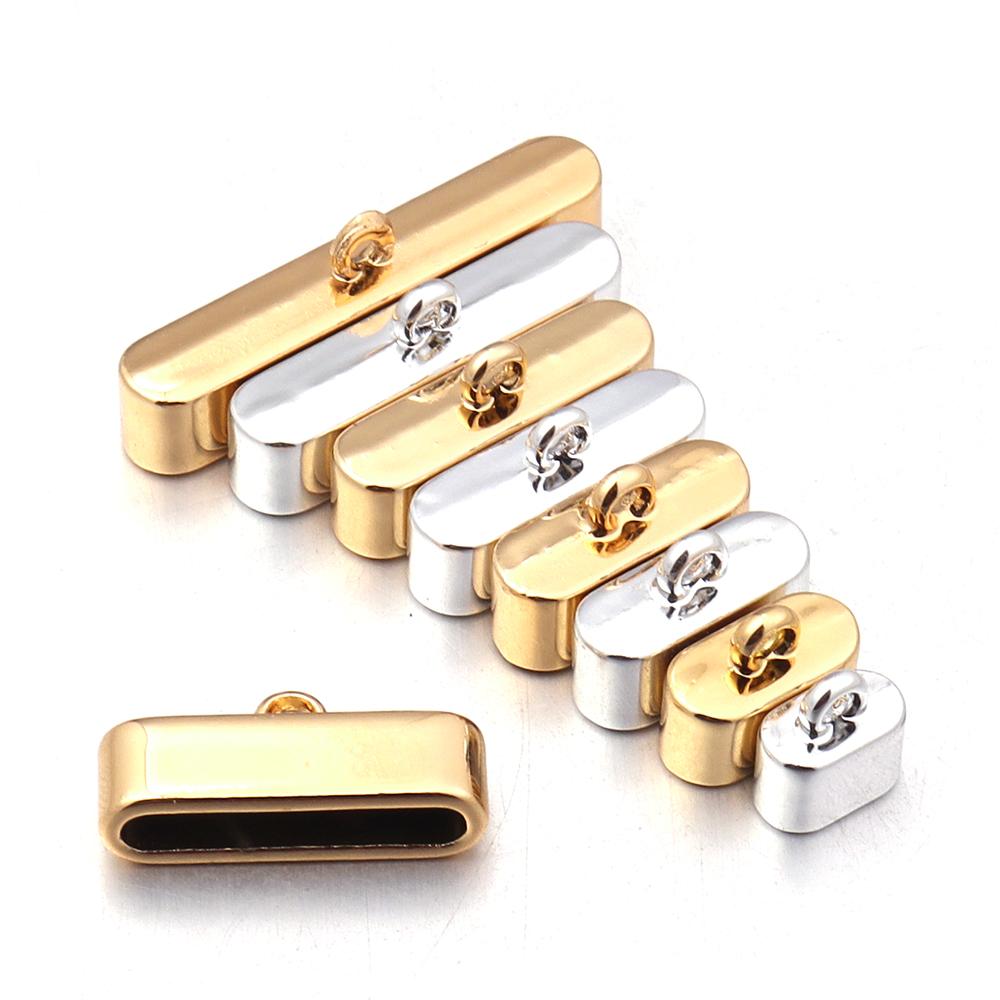 10pcs Alloy Metal End Caps Crimp Beads Clasp DIY Bracelet Necklace Flat Leather Cord End Clasps Connectors for Jewelry Making