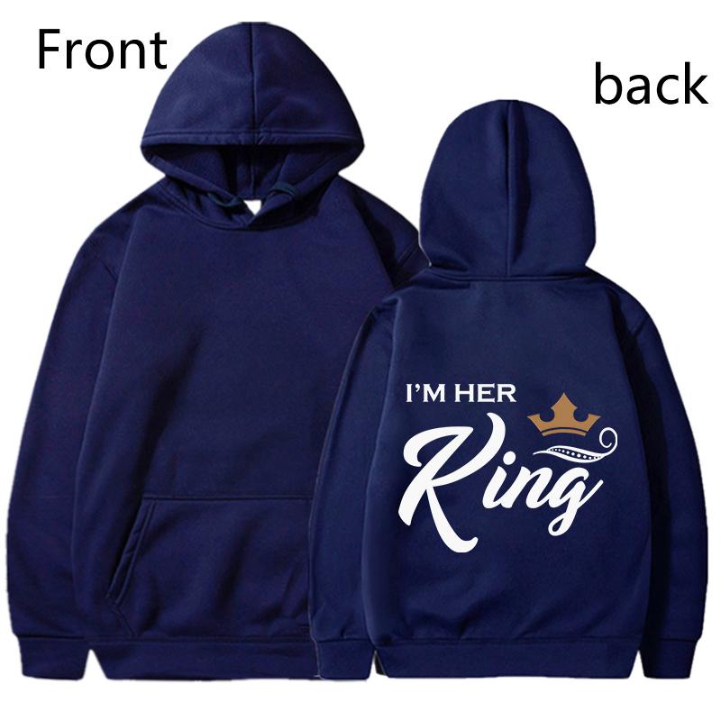 Fashion King & Queen Couple Hoodies Long Sleeve Pullover Couples Matching Outfits Streetwear Lovers Clothes Valentine Day Gifts