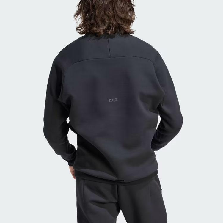 Adidas Z.N.E. Premium Sweatshirt Solid Logo Round Neck Long Sleeve Men Sweatshirt Black IN5109