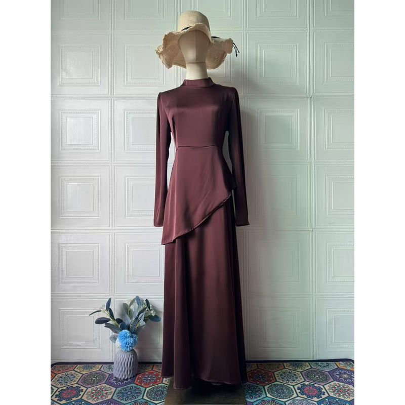 

Мода Новое поступление Однотонное Приталенное Стройнящее Экзотическое Платье с Длинными Рукавами и Длинными Завязками Платье на Шнуровке Coffee S