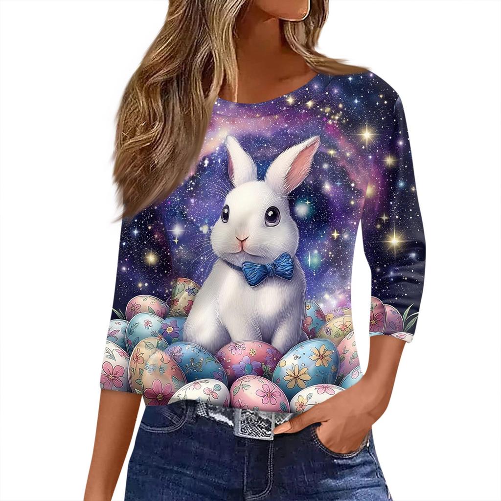 Women's T Shirt Christmas Print 3/4 Sleeve Daily Weekend Fashion Basic Round Neck Regular Top