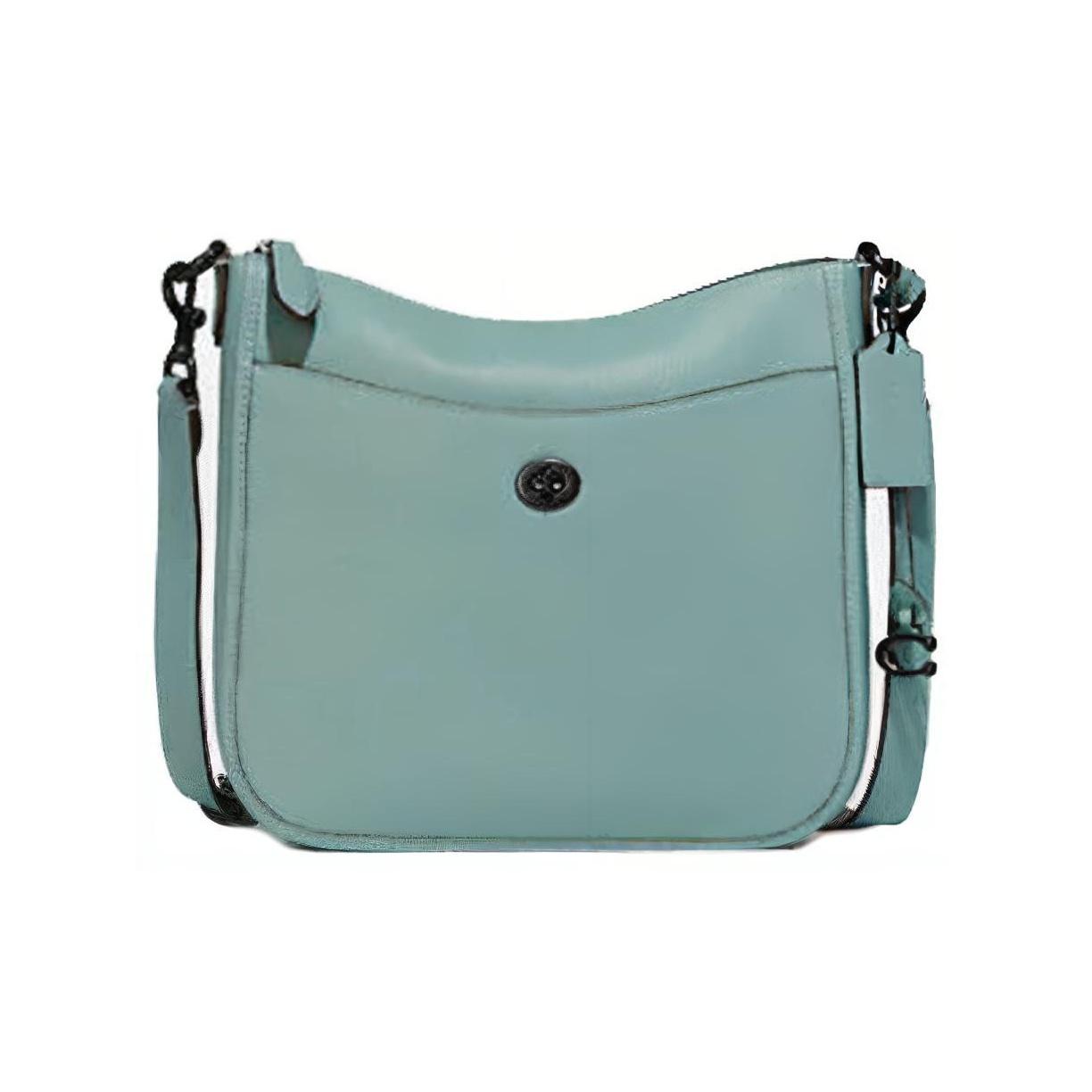 

Coach Chaise 27 Pebble Grain Turnlock Zip Leather Crossbody Shoulder Bag Large Women Bags Mint-Green C8483-V5AQU Basic Set (Bag+Dust Bag)