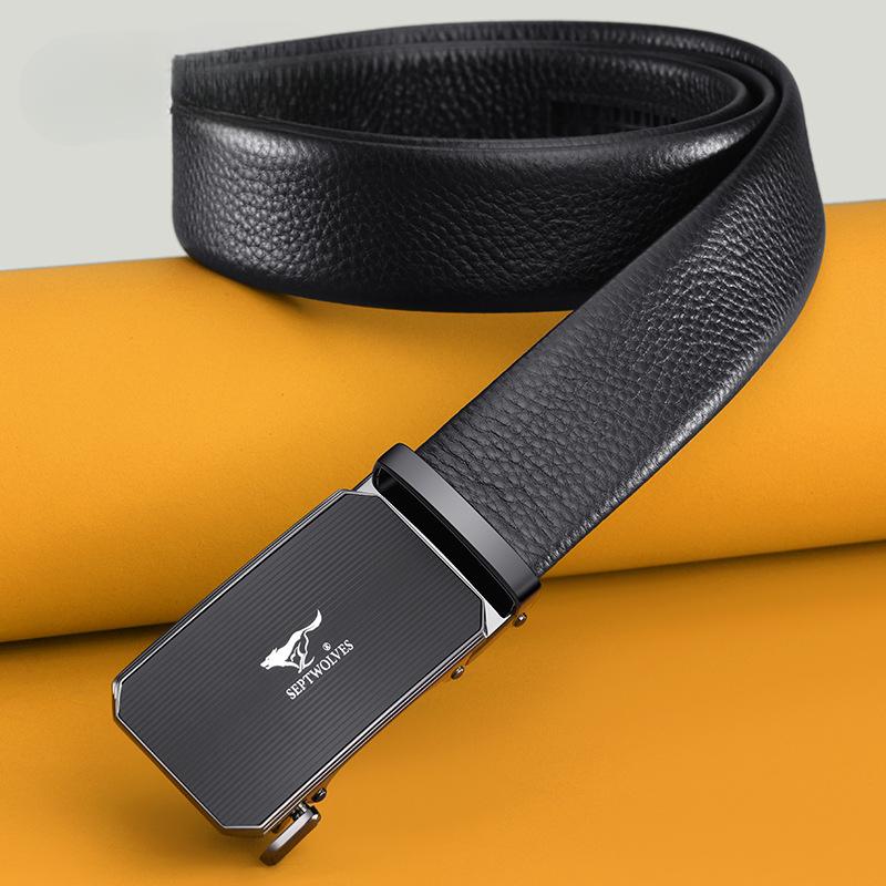 Belts for Men's Automatic Buckle Belt Head Layer Cowhide Belt Gift Versatile Belt Gift