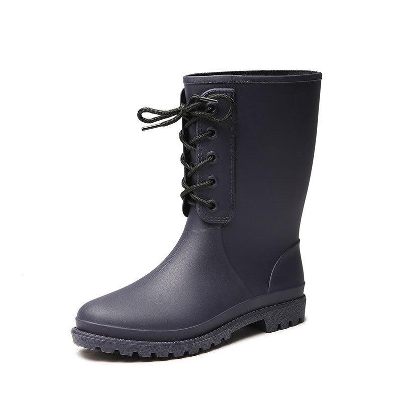 Material Medium tube rain boots women's non-slip water boots fashion rubber shoes overshoes riding boots lightweight outdoor rain shoes