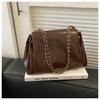 Large Capacity Solid Color New Fashion Retro 2025 Winter Chain Casual Texture Shoulder Crossbody Tote Women's Bag