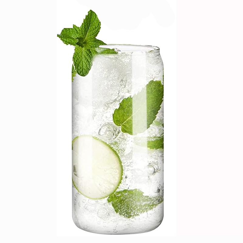 

550ML Can Shaped Glass Cup Transparent Glass Coffee Cup Bubble Tea Mug Ice Coffee Mug Beer Cup Drinking Glasses for Milk Juice 550ml