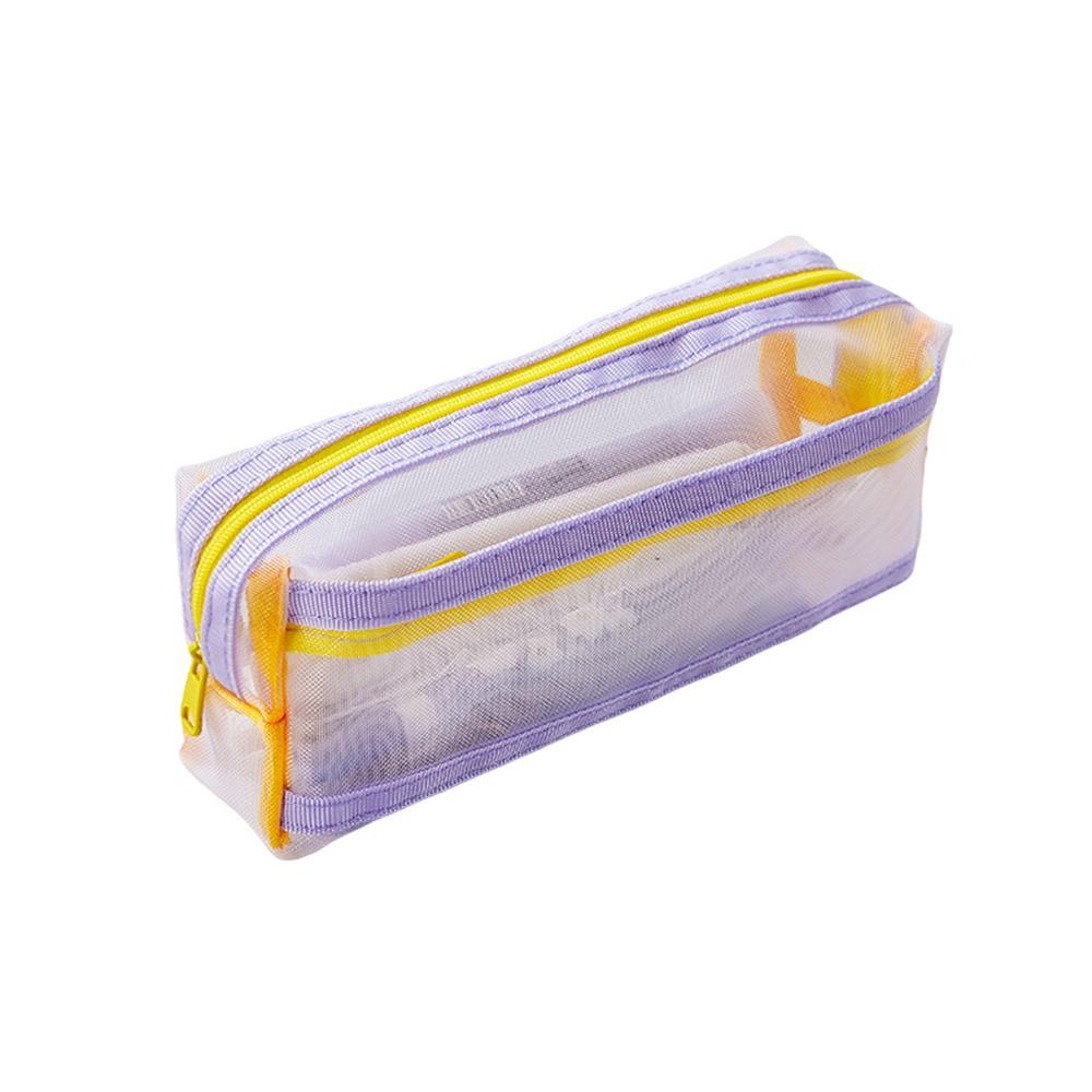 Mesh Pencil Case Multilayer Pen Box Simple Stationery Storage Bags  Student