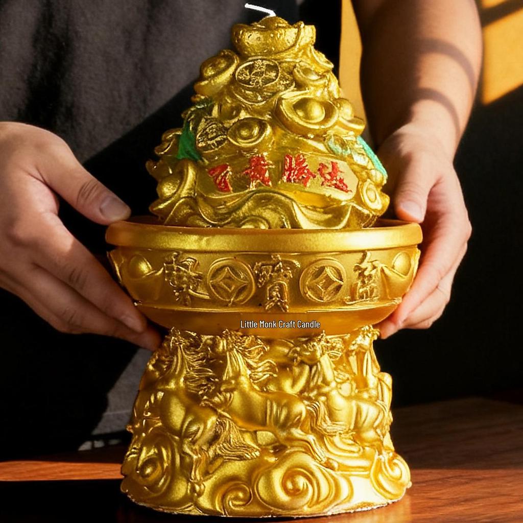 Treasure Bowl Wealth-Attracting Candle for Home and Temple