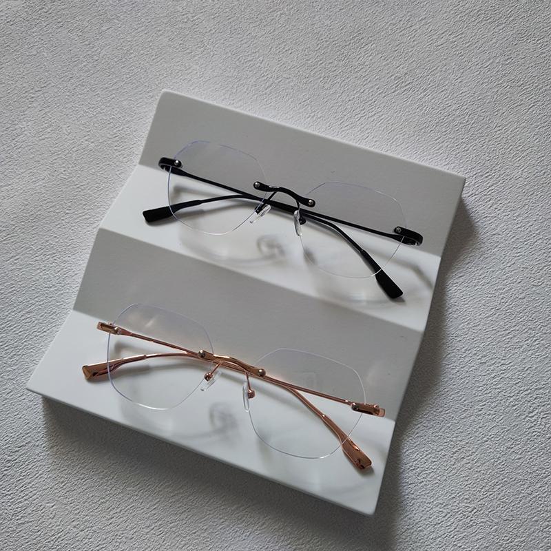 2pcs/Set Rimless Anti-blue Light Glasses For Women Men Fashion Designer Blue Light Blocking Computer Goggle Office Accessory