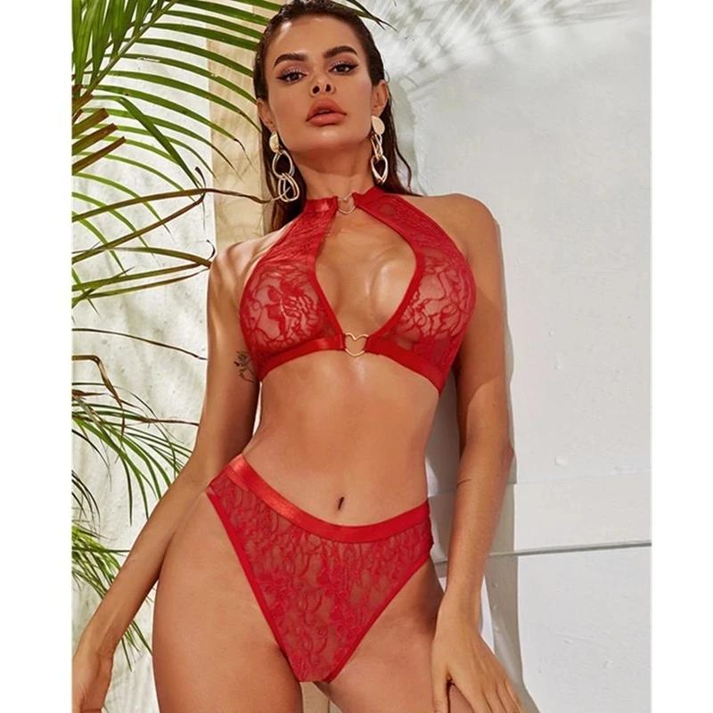 Sexy Lingerie Set Porno Lace See Through Underwear Women Bikini Bra Panties Suit Exotic Apparel Flirt Sex Costume Clothes
