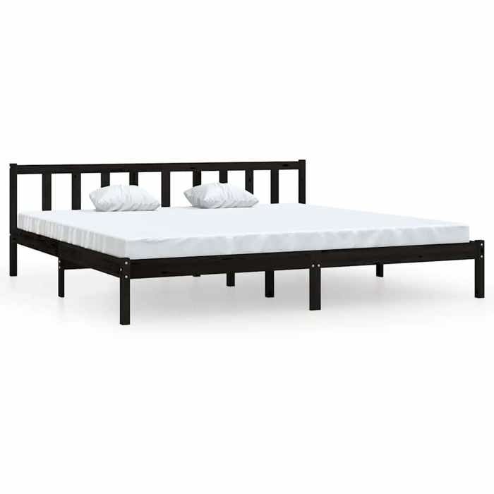 VidaXL Cadre de lit Noir Bois de pin massif 200x200 cm